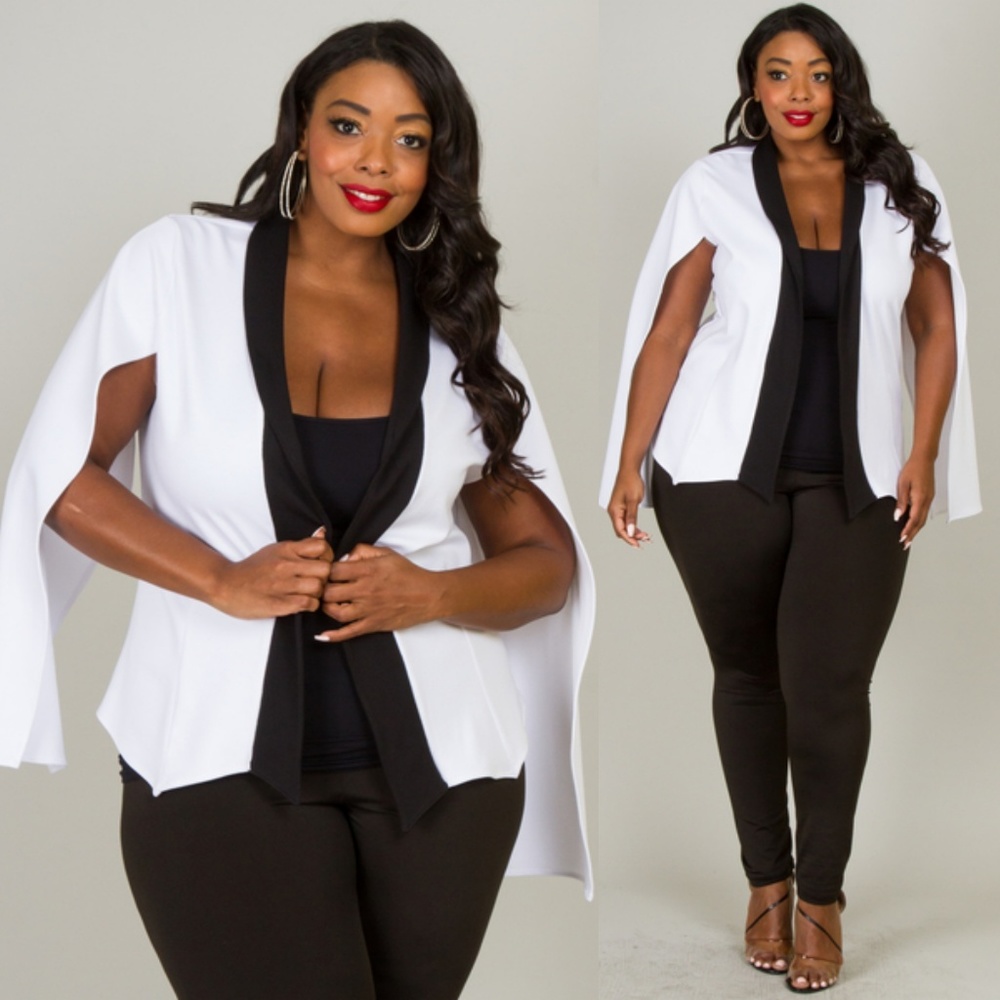 1X NEW PLUS SIZE COLOR BLOCK SLIT SLEEVE JACKET - Picture 1 of 6